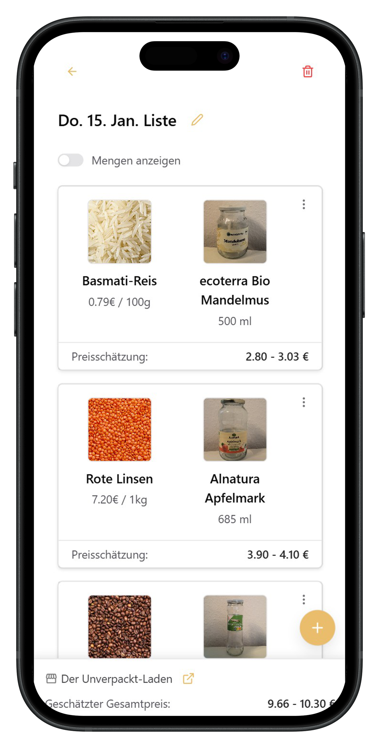 Refill Hero — Einkaufsliste